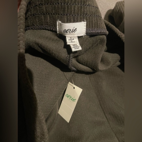 Aerie Olive Groove-On Rib Velour Flare Pant High Waisted size XL - Picture 7 of 10
